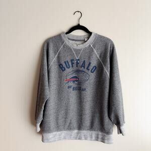 Tailgate NFL Buffalo Bills Grey Long Sleeve Raglan Crewneck Sweatshirt XS